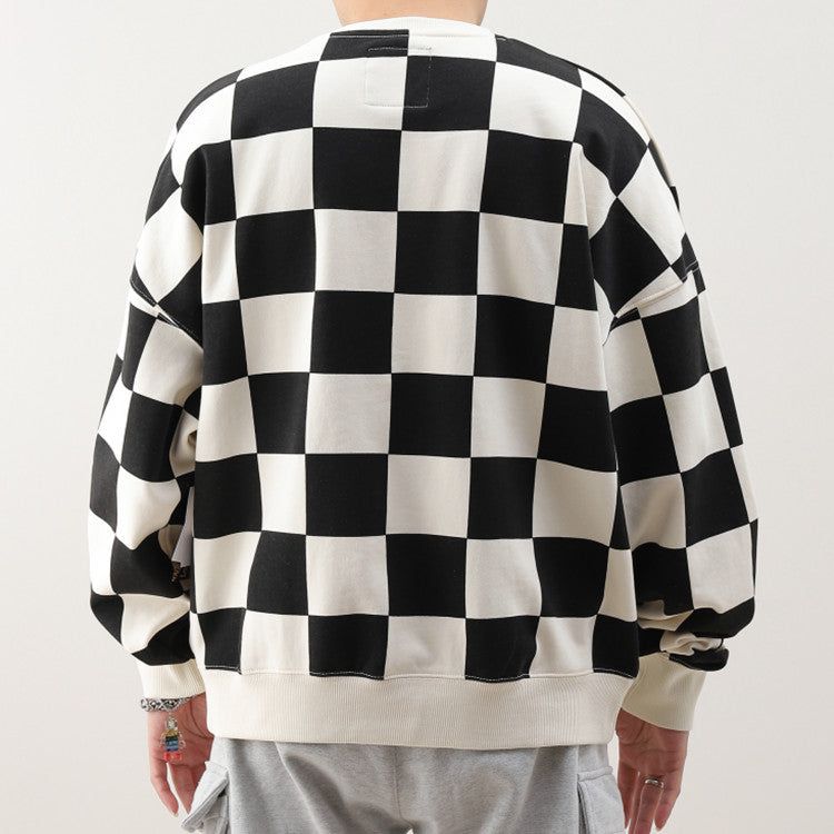 Vans Checkerboard Round Neck Pullover Sweatshirt 'Black White' VN0A5H98J0Z sold by KicksCrew product image thumbnail 4