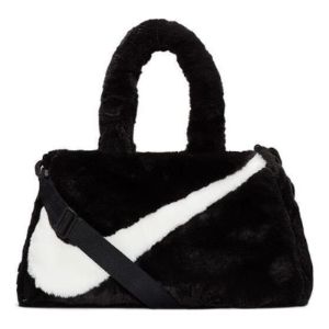 Nike NSW Faux Fur Tote Bag 'Black White' DQ5804-010 sold by KicksCrew