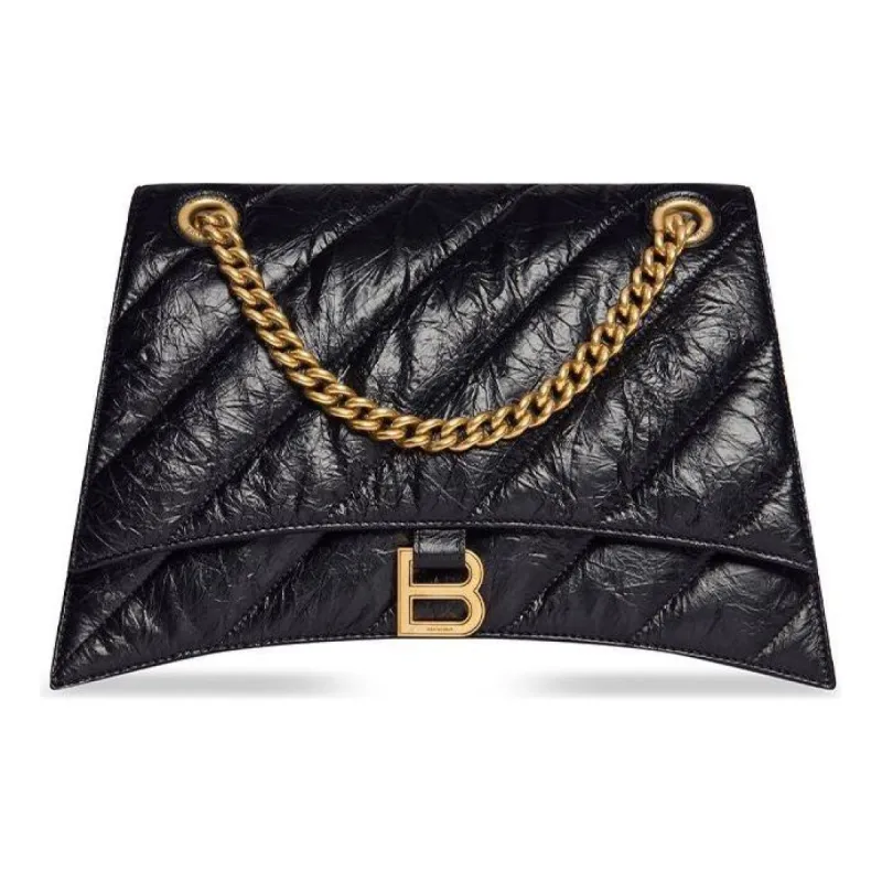(WMNS) Balenciaga Crush Medium Chain Bag Quilted 'Black' 716393210J11000 sold by KicksCrew