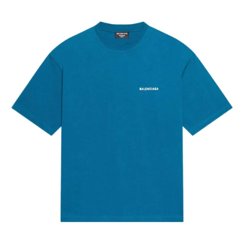 Balenciaga Logo T-Shirt Medium Fit 'Blue' 612966TLVB99567 sold by KicksCrew