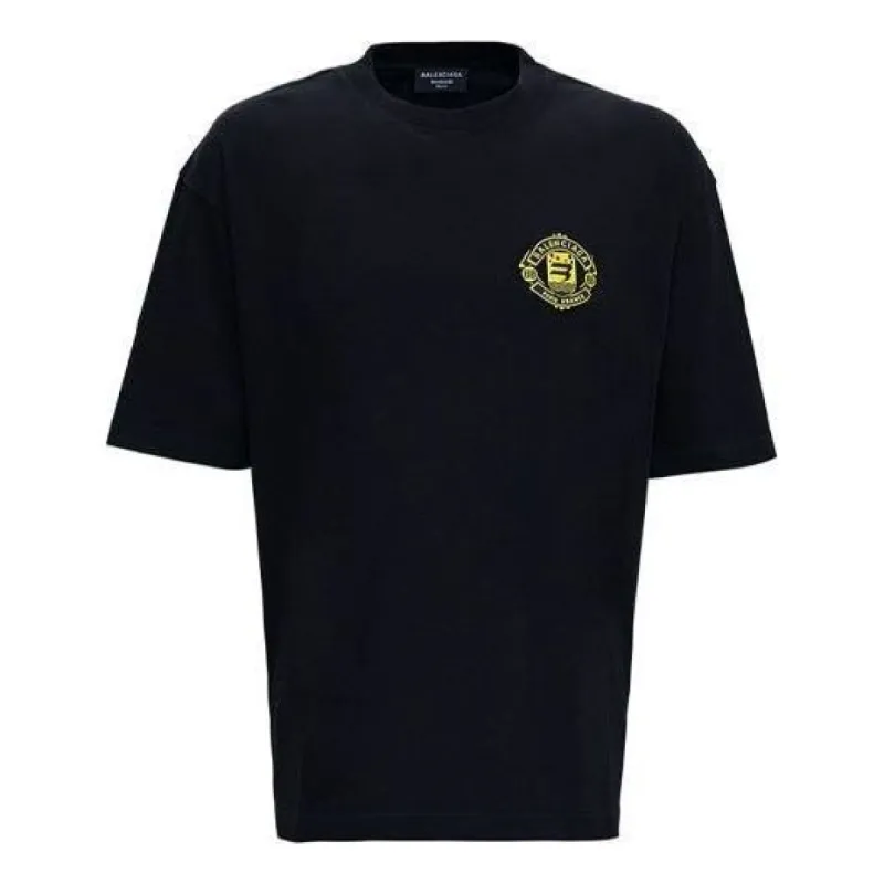 Balenciaga Crest Logo T-Shirt 'Black' 612966TLV611000 sold by KicksCrew