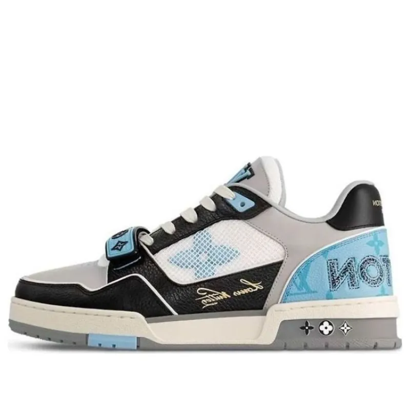 LOUIS VUITTON LV Trainer Sneakers 'Blue Monogram Black Grey' 1AC50W sold by KicksCrew