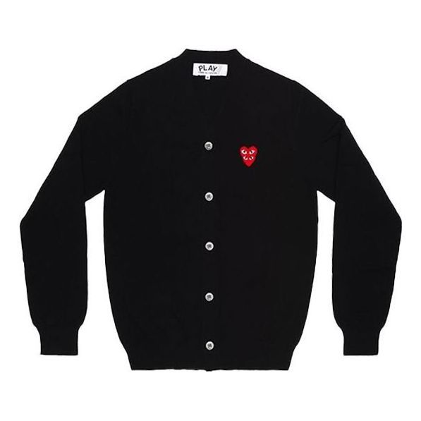 COMME des GARCONS PLAY Cardigan Red Emblem 'Black' AZ-N076-051-1 sold by KicksCrew