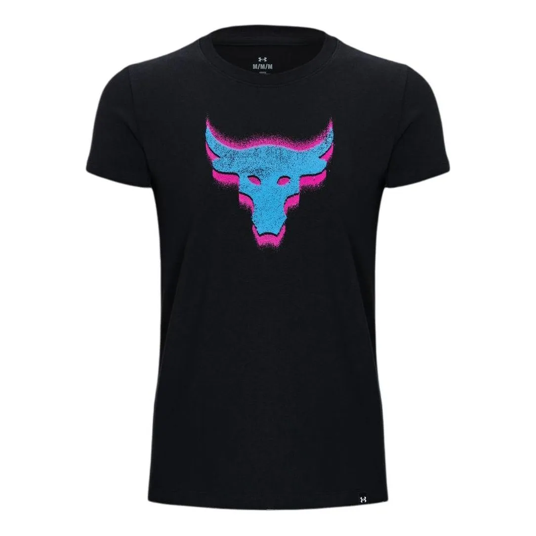 (WMNS) Under Armour Project Rock Underground Core T-Shirt 'Black Blue' 1382708-001 sold by KicksCrew
