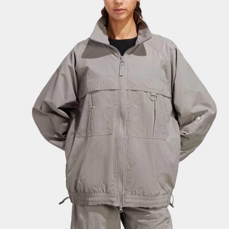 (WMNS) adidas by Stella McCartney TrueCasuals Woven Solid Track Jacket 'Grey' HR9178 sold by KicksCrew product image thumbnail 3