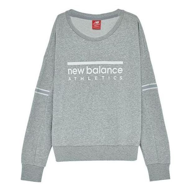 (WMNS) New Balance Logo Print Classic Sweatshirt 'Grey White' AWT91551-AG sold by KicksCrew