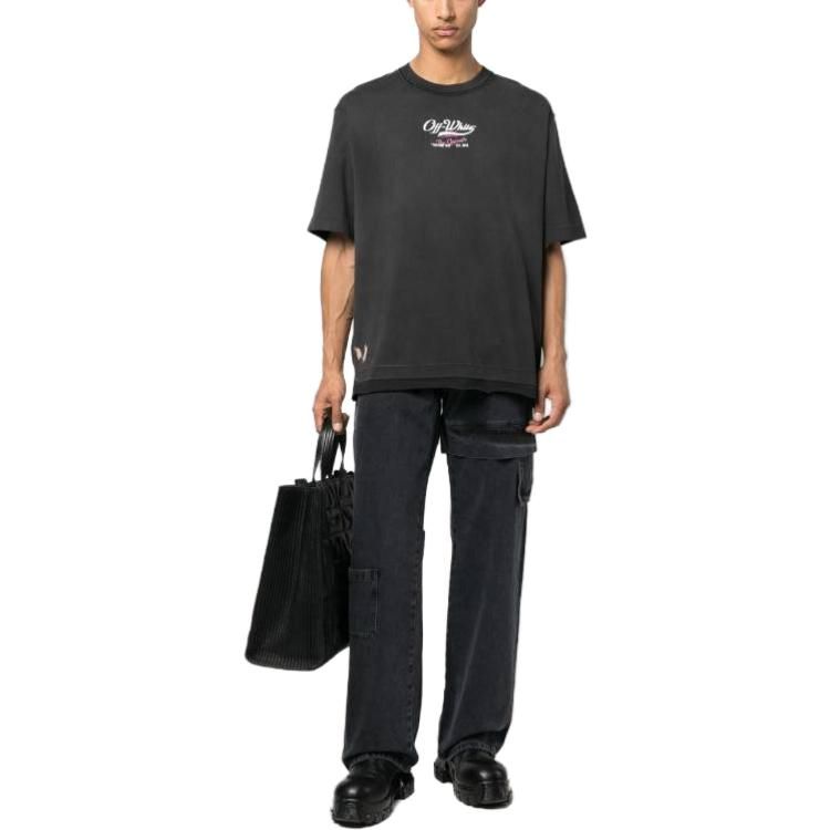 Off-White Wave Off Raw Over T-Shirt 'Black' OMAA152S23JER0021001 sold by KicksCrew product image thumbnail 2