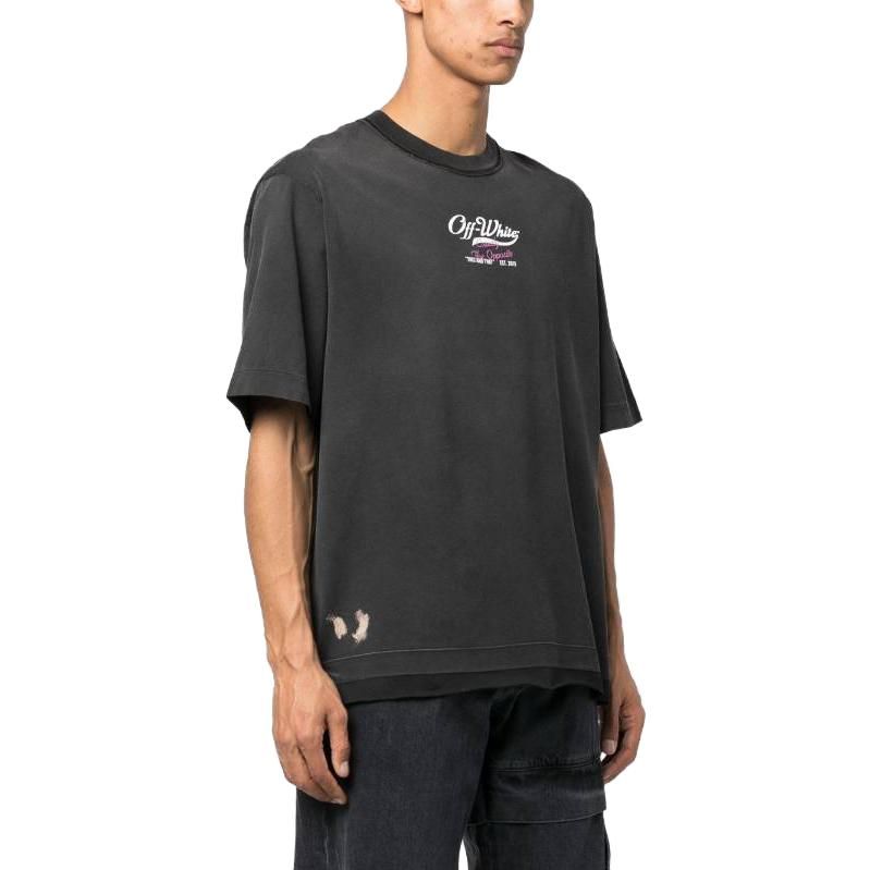 Off-White Wave Off Raw Over T-Shirt 'Black' OMAA152S23JER0021001 sold by KicksCrew product image thumbnail 4