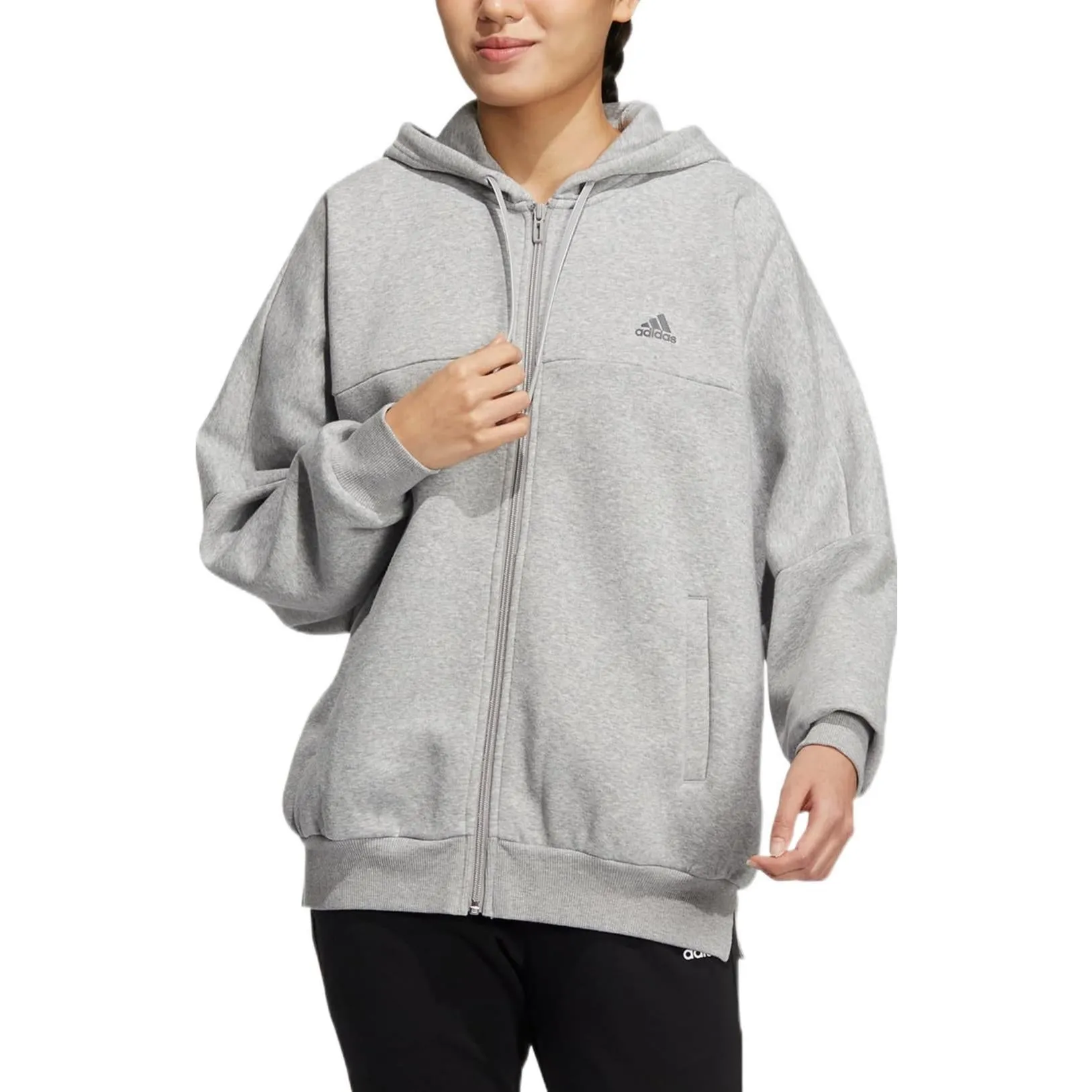 (WMNS) adidas Word Fleece Hoodie 'Grey' HM2813 sold by KicksCrew product image thumbnail 2