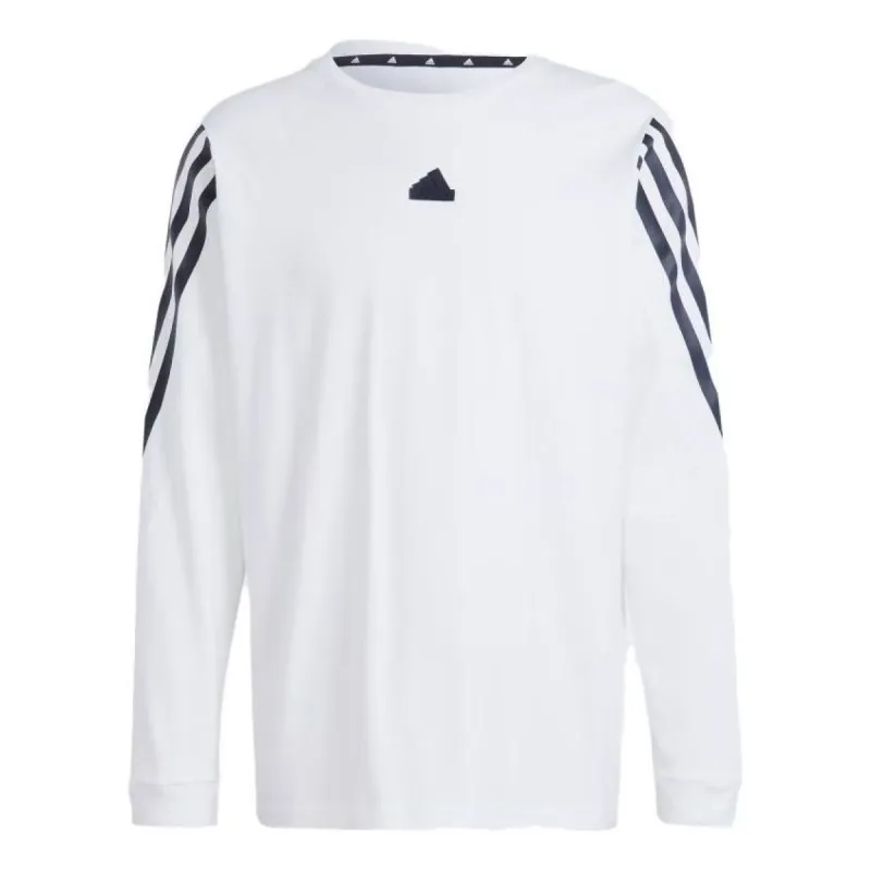 adidas 圆领套头条纹印花长袖T恤 男款 白色 IJ6388 sold by KicksCrew