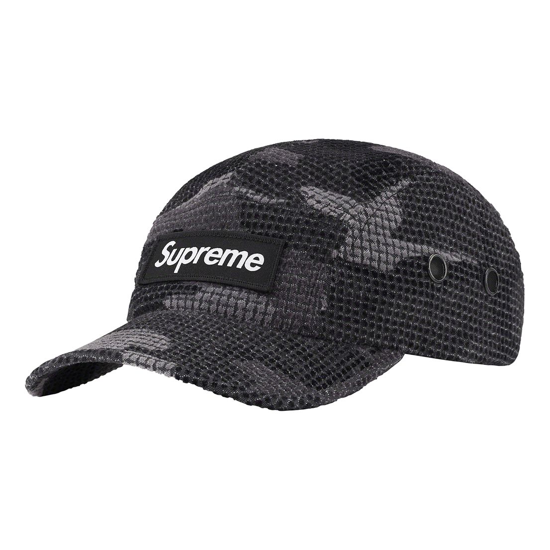 Supreme Grid Velvet Camp Cap 'Black Grey' SUP-FW22-1034 sold by KicksCrew