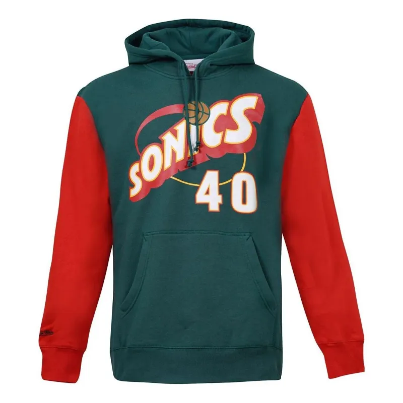 Mitchell & Ness x NBA Seattle Supersonics 1996 Fashion Fleece Hoodie 1996 'Shawn Kemp 40' FNNP3417-SSU96SKEGNRD sold by KicksCrew
