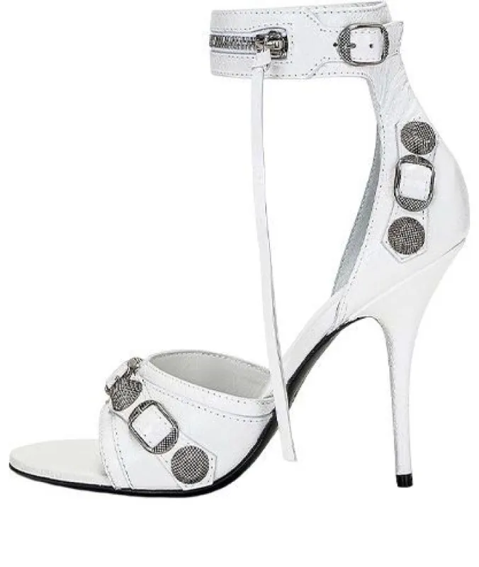 (WMNS) Balenciaga Cagole 110mm Sandals 'White Arena Lambskin' 743057WAD4E9081 sold by KicksCrew