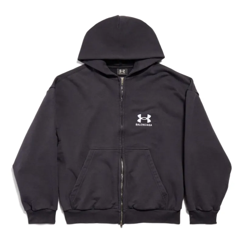 Balenciaga x Under Armour Zip-Up Hoodie 'Black White' 803264TRVB89034 sold by KicksCrew