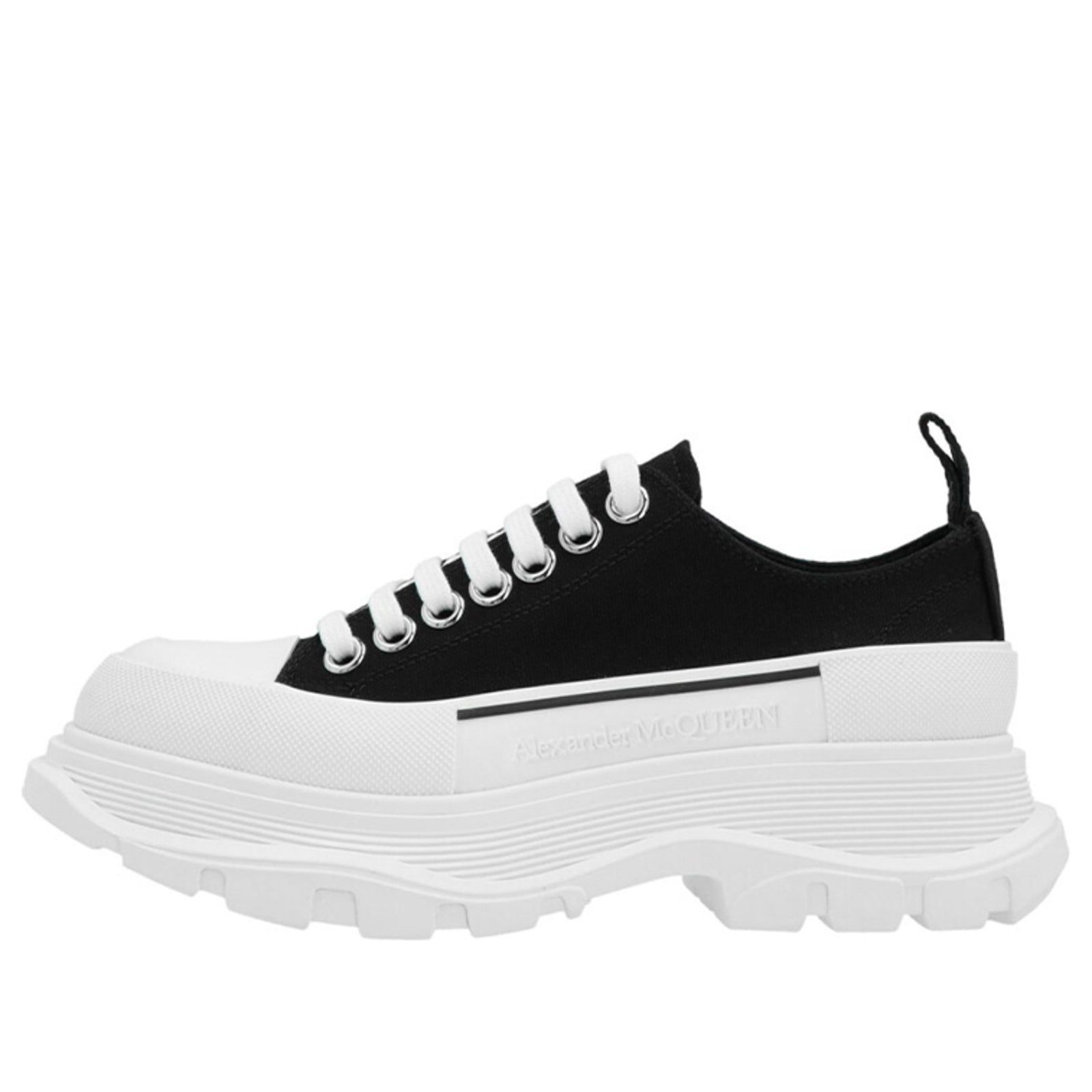 (WMNS) Alexander McQueen Tread Slick Lace Up 'Black White' 611705W4MV2-1070 sold by KicksCrew