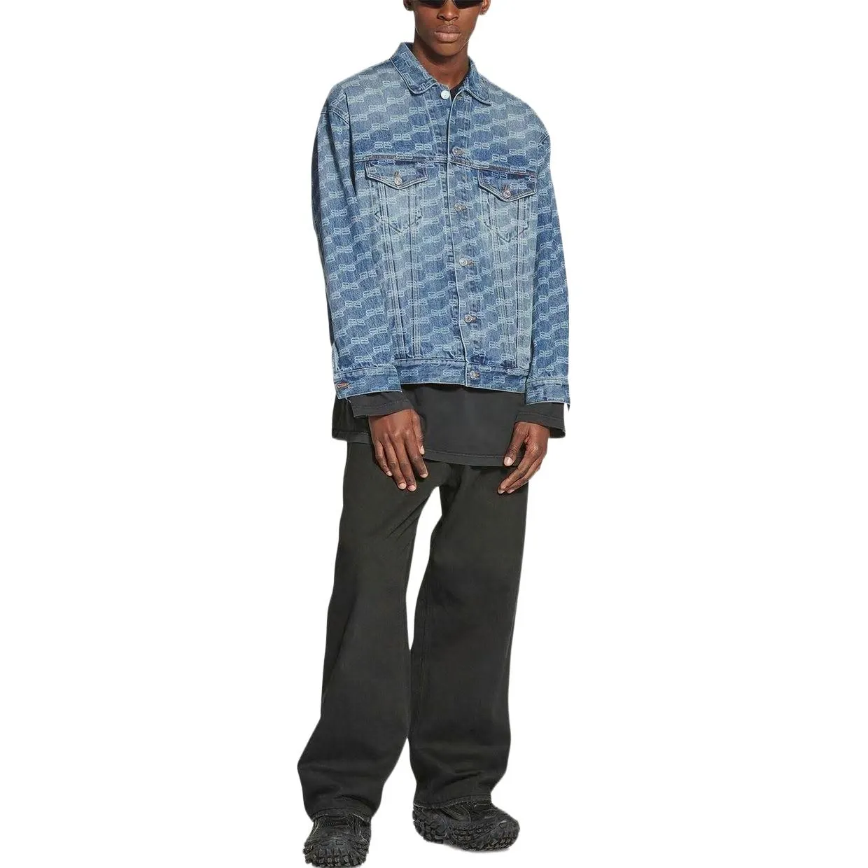 Balenciaga BB Monogram Large Fit Jacket 'Blue' 675208TMW374437 sold by KicksCrew product image thumbnail 2