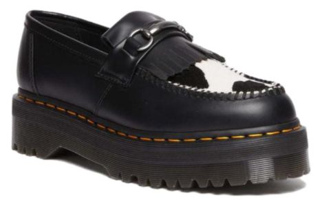 Dr.Martens Adrian Snaffle Hair On & Leather Cow Print Kiltie Loafers 'Black' 31097937 sold by KicksCrew
