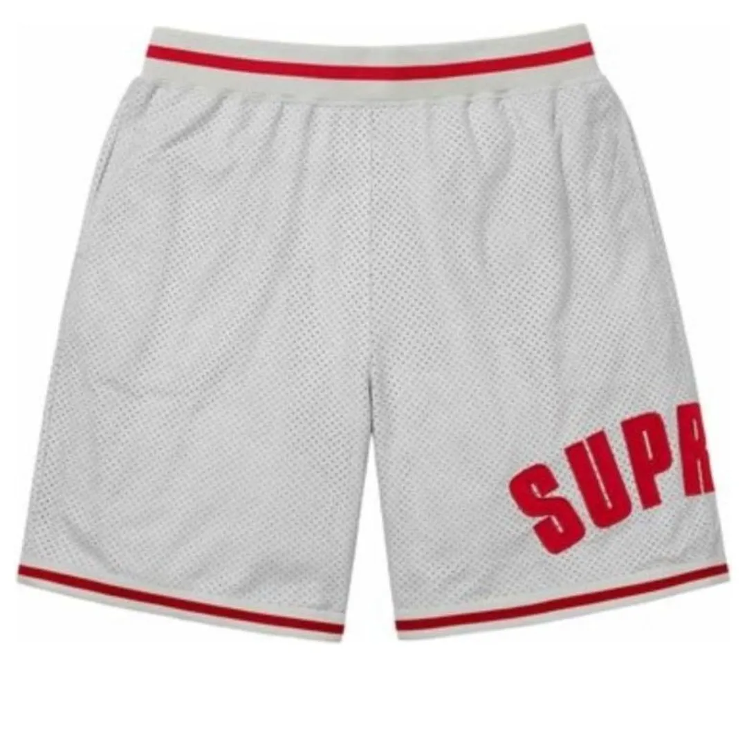 Supreme Ultrasuede mesh short 'Grey Red' SUP-SS24-211 sold by KicksCrew