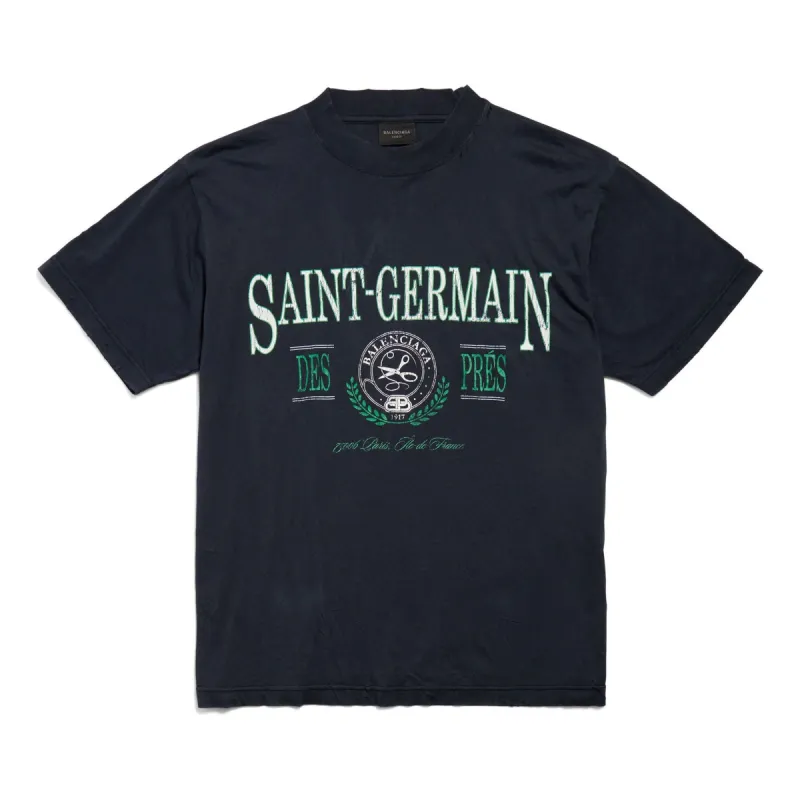 (WMNS) Balenciaga Saint Germain T-shirt 'Dark Blue' 809122TRVP18065 sold by KicksCrew