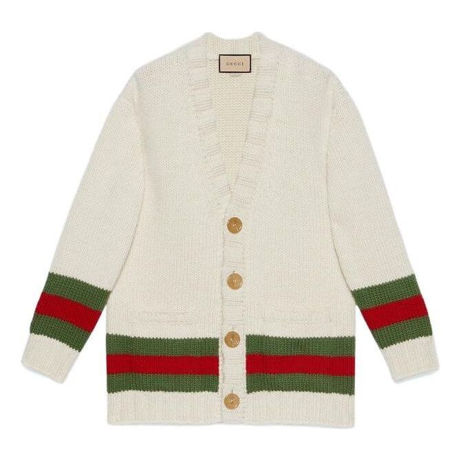 Gucci Wool Cardigan With Web 'Beige' 706735-XKCJ4-9146 sold by KicksCrew