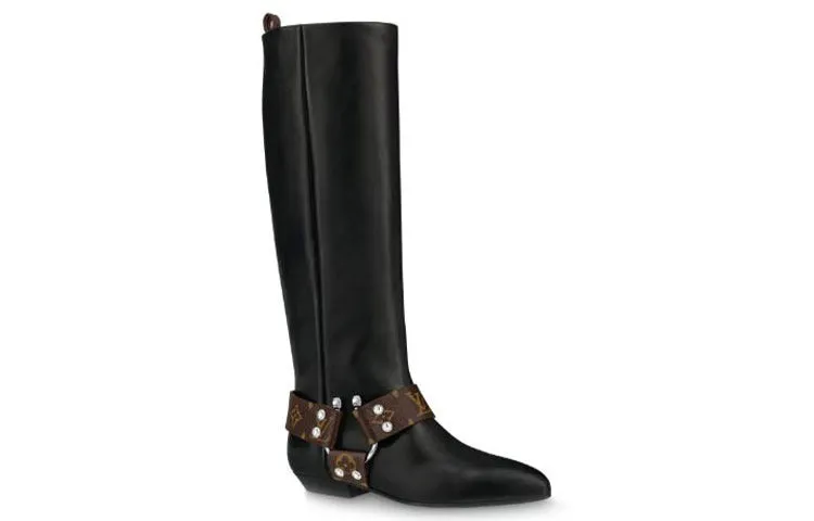 (WMNS) LOUIS VUITTON Rhapsody High Boots 'Black with Brown Belt' 1A5STD sold by KicksCrew product image thumbnail 2