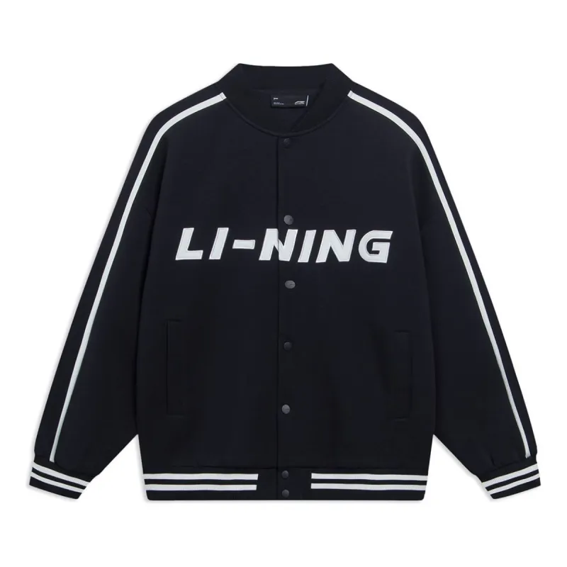 Li-Ning Striped Graphic Baseball Jacket 'Black White' AWDT545-2 sold by KicksCrew