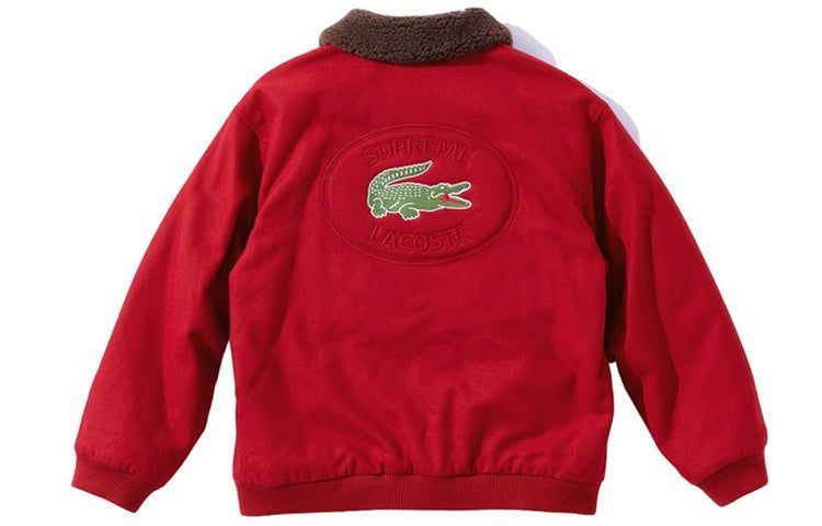 Supreme LACOSTE Wool Bomber Jacket 'Red' SUP-FW19-531 sold by KicksCrew product image thumbnail 2