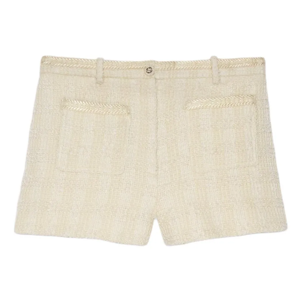 ショートパンツ GUCCI SS24 Ivory tweed shorts (776464ZAOOU 9200) WMNS) Gucci Wool Tweed Shorts 'Ivory' 776464-ZAOOU-9200