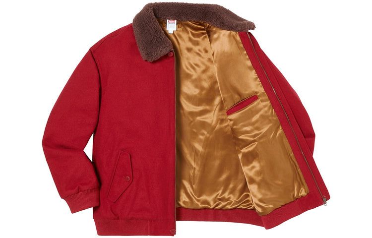 Supreme LACOSTE Wool Bomber Jacket 'Red' SUP-FW19-531 sold by KicksCrew product image thumbnail 3