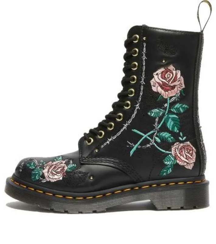 Dr.Martens 1490 Vonda Floral Leather Mid Calf Boots 'Black' 26982001 sold by KicksCrew