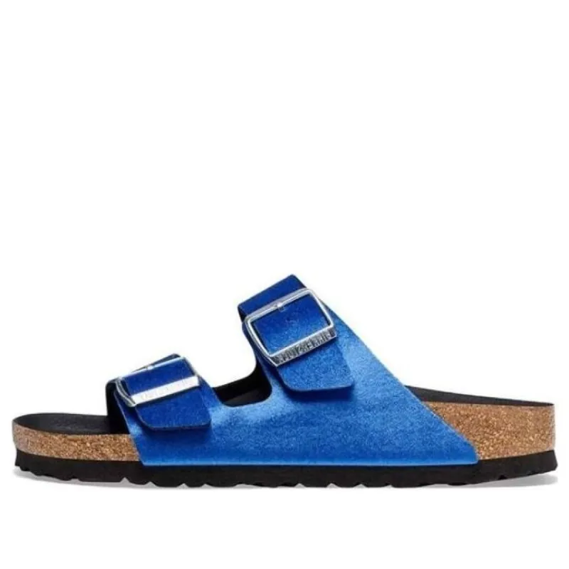 (WMNS) Birkenstock Arizona Rivet Logo Velvet Narrow Fit 'Blue' 1025505 sold by KicksCrew