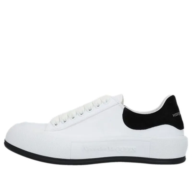 Alexander McQueen Deck Skate Plimsoll Lace Up 'White Black Suede' 654594W4MV79061 sold by KicksCrew
