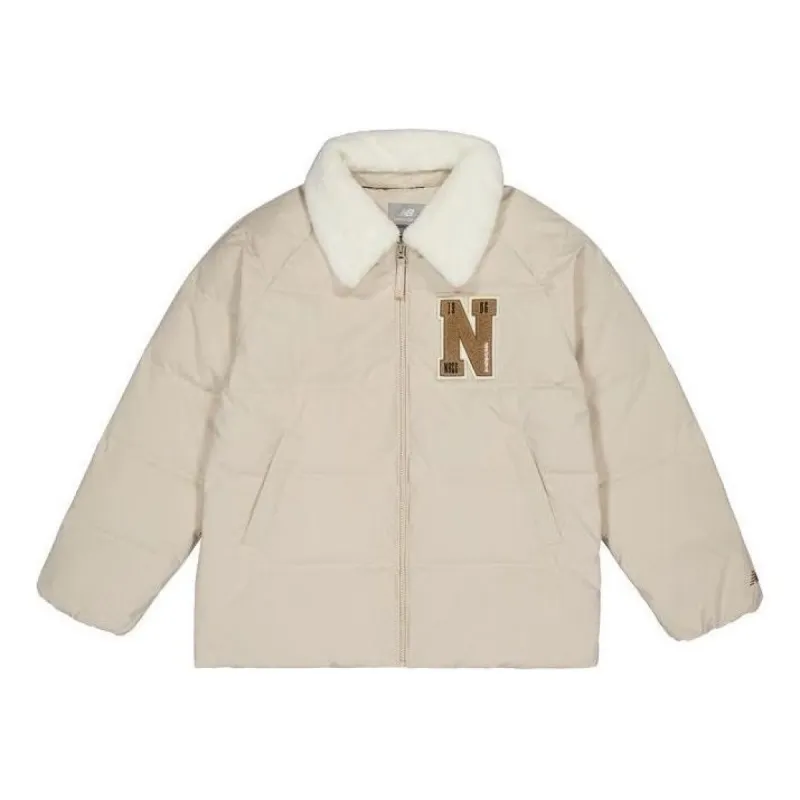 (WMNS) New Balance Warm Heavy Puffer Coat 'Beige White' NPD4E122-LBE sold by KicksCrew
