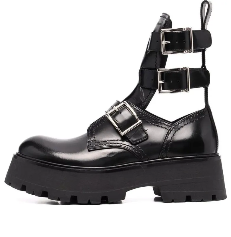 (WMNS) Alexander McQueen Flat Rubber Boots 'Black' 700078WIC631081 sold by KicksCrew