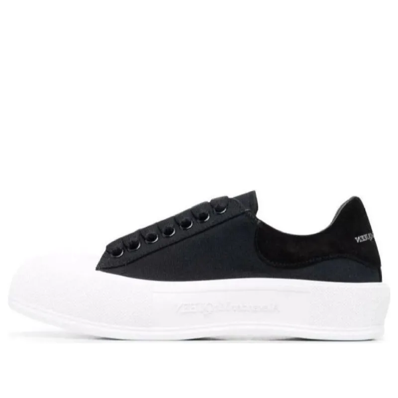 Alexander McQueen Deck Skate Plimsoll Lace Up 'Black White Sole' 654594W4MV71070 sold by KicksCrew