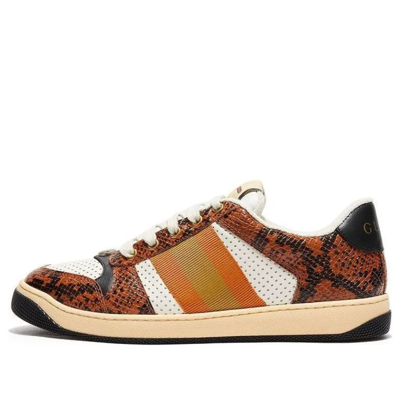 GUCCI Screener Python-embossed Leather Sneakers 'Orange Black White' 698605-19YC0-7761 sold by KicksCrew