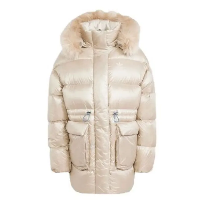 (WMNS) adidas originals Puffed Long Fur Jacket 'Beige' IR7116 sold by KicksCrew