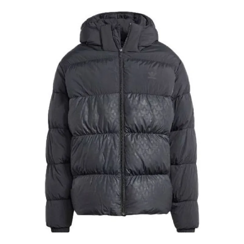 adidas originals Down Regen Monogram Hooded Puffer Jacket 'Black' HZ0681 sold by KicksCrew