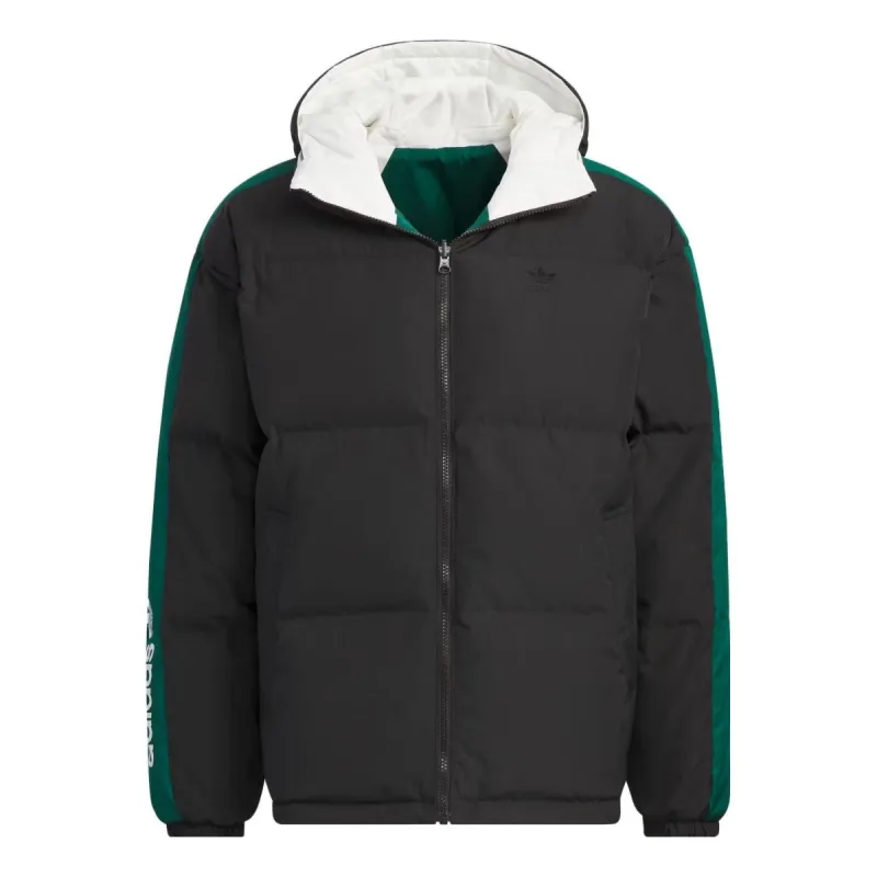 adidas originals Reversible Down Jacket 'Black Green White' IU4827 sold by KicksCrew