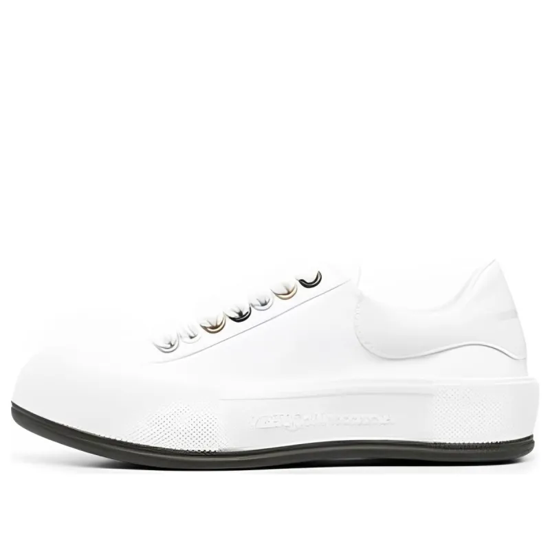 (WMNS) Alexander McQueen Deck Skate Plimsoll Lace Up 'White Metallic' 654593W4MVR9549 sold by KicksCrew