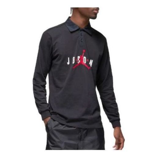 Air Jordan Essentials Logo Polo Shirt 'Black Red' DV7654-010 sold by KicksCrew