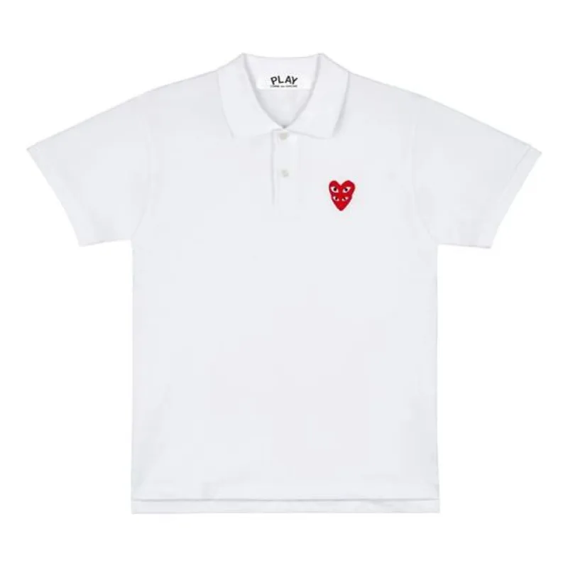 COMME des GARCONS PLAY Polo Shirt Red Family Heart 'White' AZ-T290-051-2 sold by KicksCrew