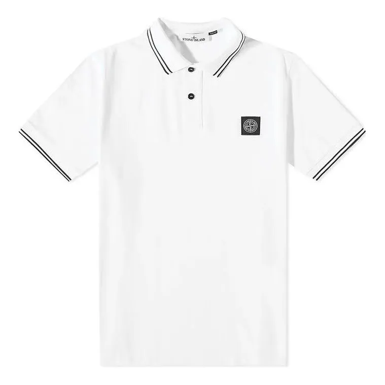 STONE ISLAND Patch Polo Shirt 'White' 10152SC18-A1001 sold by KicksCrew