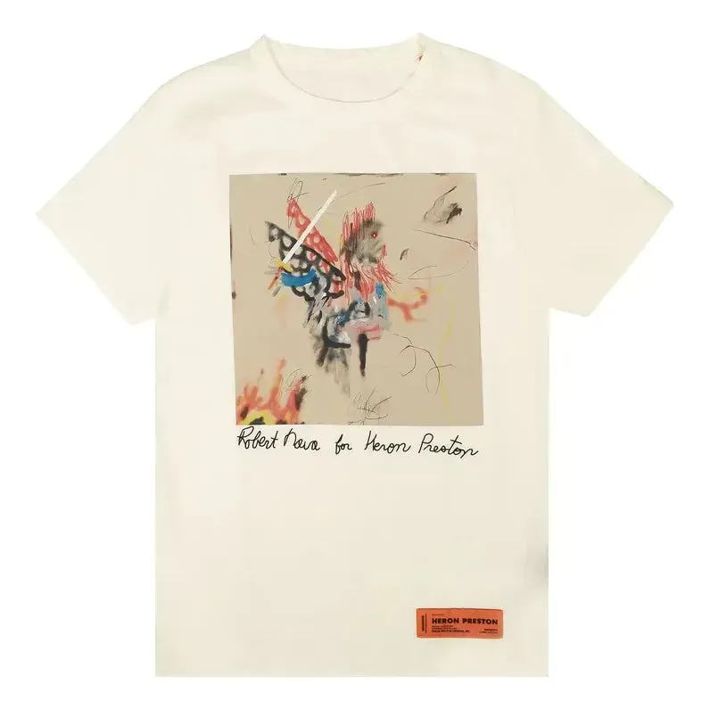 HERON PRESTON SS21 Robert Nava T-Shirt 'White' HMAA011S209140030188 sold by KicksCrew
