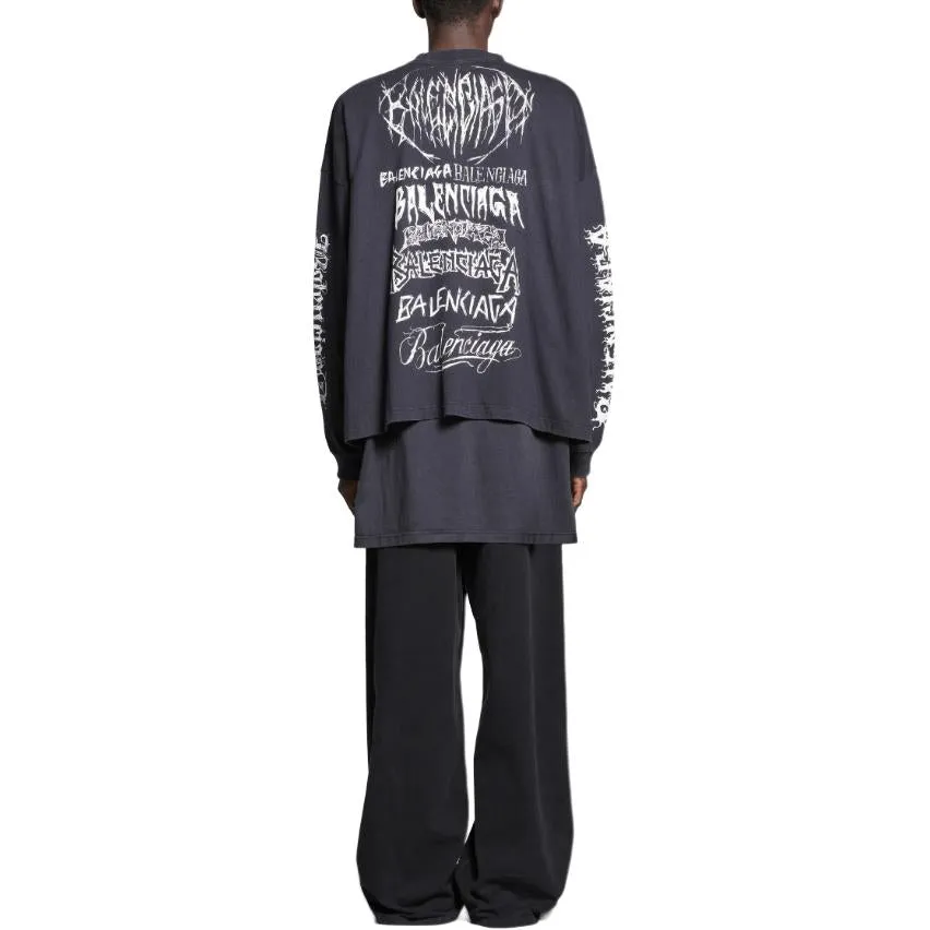 Balenciaga Diy Metal Long Sleeve Medium Fit T-Shirt 'Black White' 699191TPVO31569 sold by KicksCrew product image thumbnail 4