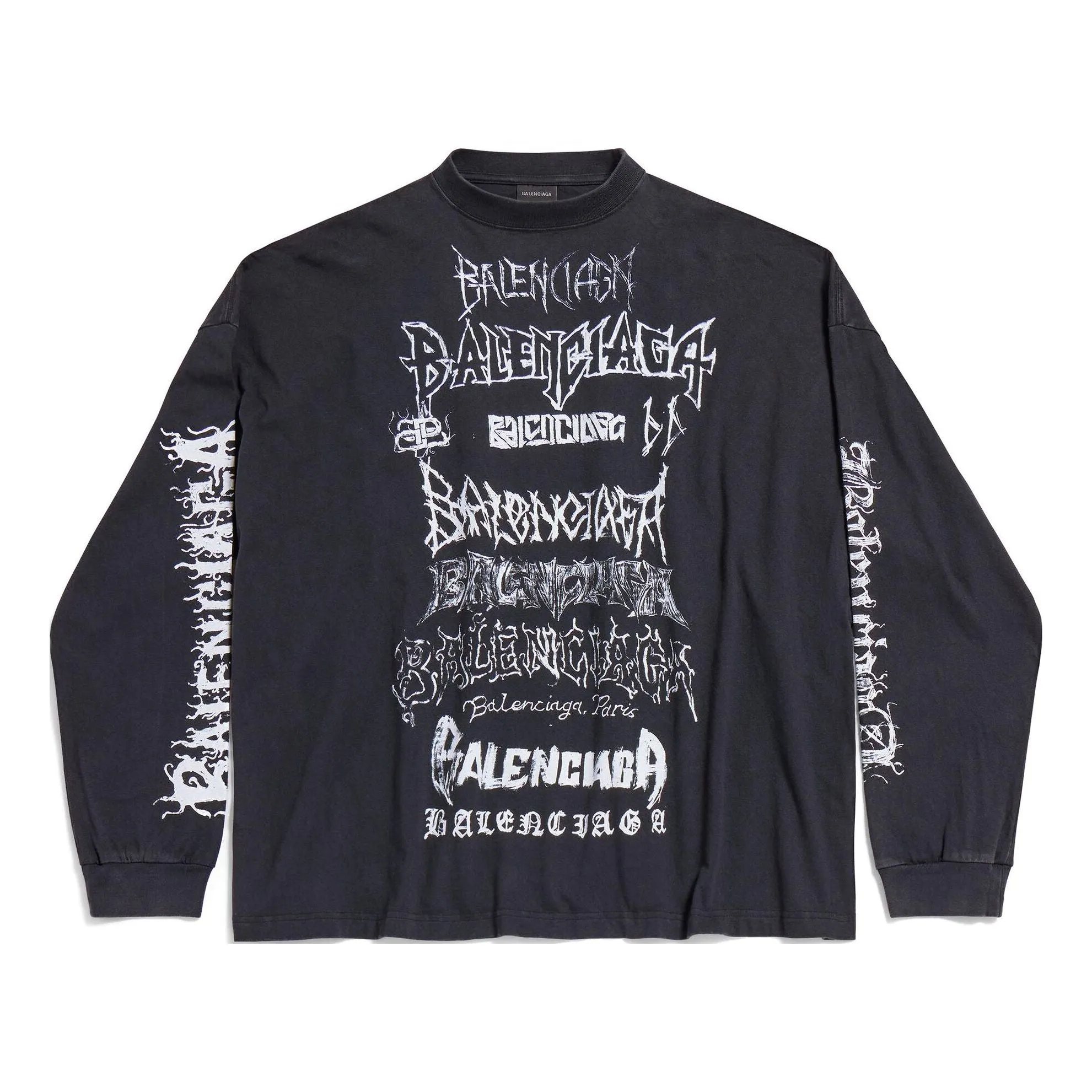 Balenciaga Diy Metal Long Sleeve Medium Fit T-Shirt 'Black White' 699191TPVO31569 sold by KicksCrew