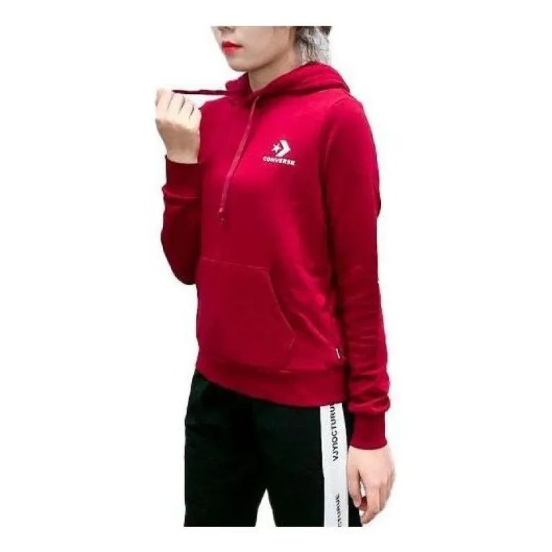 (WMNS) Converse Star Chevron Embroidered Pullover Hoodie 'Red' 10008923-A10 sold by KicksCrew