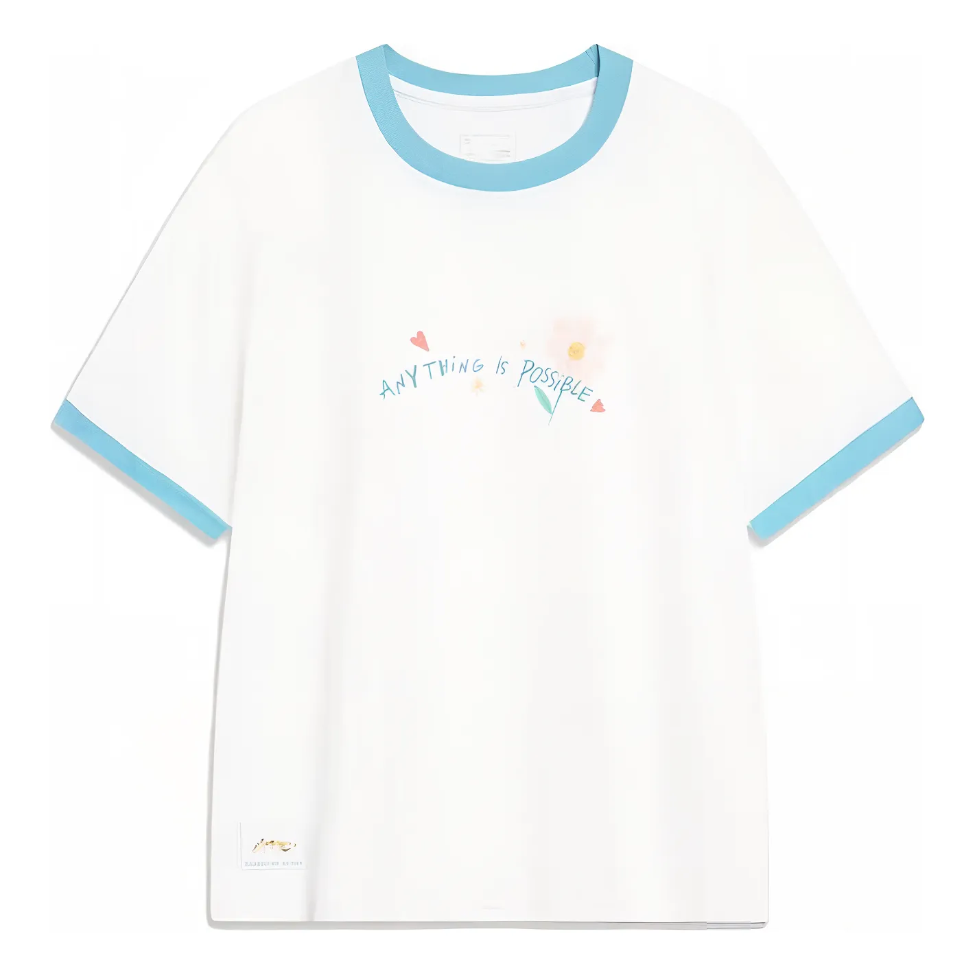 (WMNS) Li-Ning Anything Is Possible Graphic T-shirt 'White Blue' AHST488-1 sold by KicksCrew