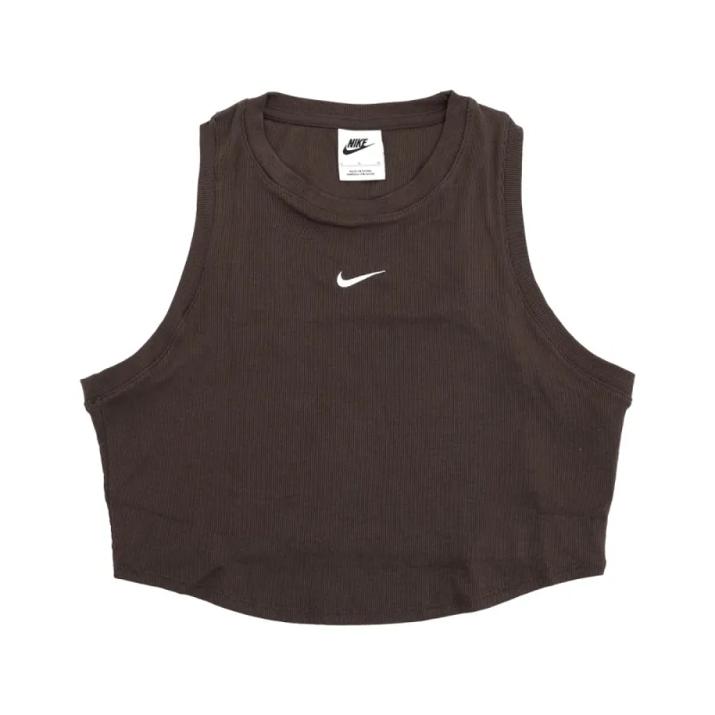 (WMNS) Nike Sportswear Essentials Ribbed Cropped Tank Top 'Brwon' FB8280-237 sold by KicksCrew