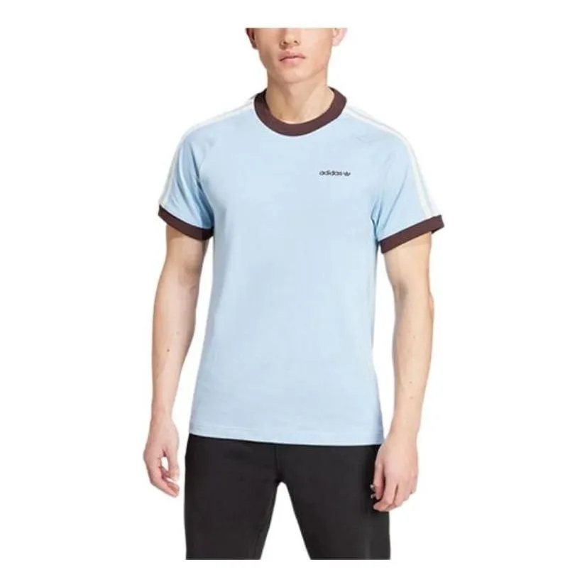 adidas Originals Small Logo Stripe Crew Neck Straight Fit T-Shirt 'Blue' JC6512 sold by KicksCrew